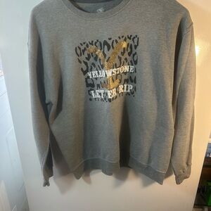 Athletic Works Gray Sweatshirt with Gold and Black Yellowstone Print